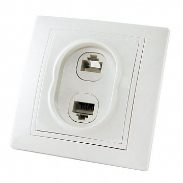 Розетка 2xRJ11+RJ45 Cat.5 ТАЙМЫР, белый SQ1814-0023 TDM