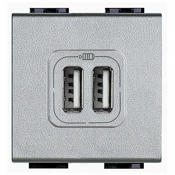 Розетка 2xUSB LIVING LIGHT, алюминий NT4285C2 Bticino