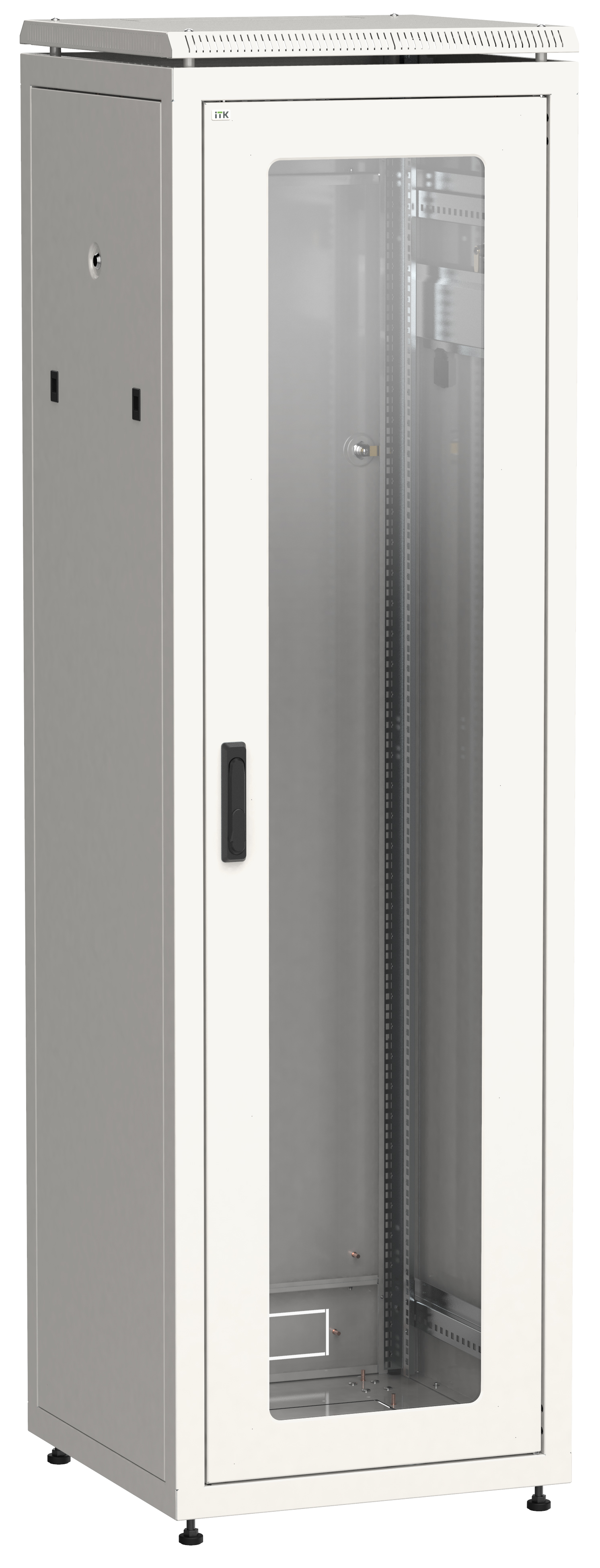 ITK Шкаф сетевой напольный 19" LINEA N 38U 600х800мм стеклянная передняя дверь, задняя металлическая серый LN35-38U68-GM IEK