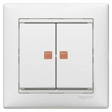 Выключатель 2-клавишный VALENA CLASSIC, с подсветкой, скрытый монтаж, белый 774428 Legrand