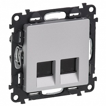 Розетка компьютерная 2xRJ45 Cat.5 VALENA LIFE, алюминий 753641 Legrand