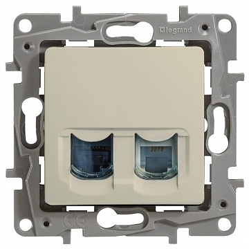 Розетка компьютерная 2xRJ45 Cat.6 ETIKA, бежевый 672354 Legrand