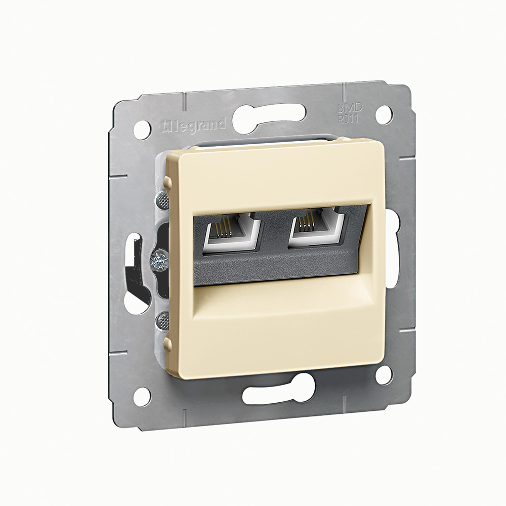 Cariva DIY Розетка RJ11 - 2 входа, слоновая кость 695921 Legrand