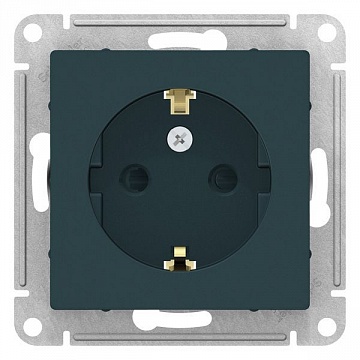 Розетка ATLASDESIGN, скрытый монтаж, с заземлением, со шторками, изумруд ATN000845 Schneider Electric