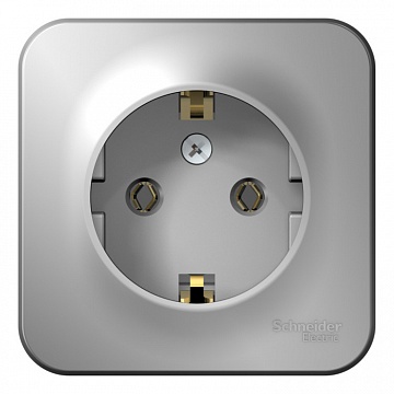 Розетка BLANCA, открытый монтаж, с заземлением, алюминий BLNRA010103 Schneider Electric