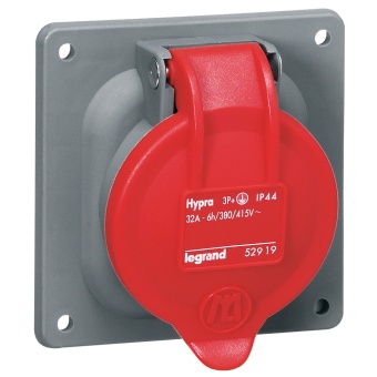 Встраиваемая розетка Hypra - IP 44 - 3К+З - 32 А - пластик 052919 Legrand