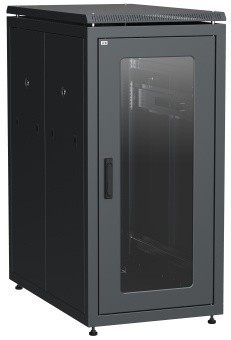ITK LINEA N Шкаф напольный сетевой 19" 28U 800х1000мм стеклянная передняя дверь задняя перфорированная черный LN05-28U81-GP IEK