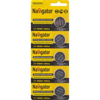 Элемент питания литиевый CR2025 94 764 NBT-CR2025-BP5 94764 Navigator