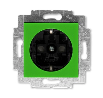 Розетка 1-м СП Levit 16А IP40 с заземл. защ. шторки зел./дым. черн. 2CHH203457A6067 ABB