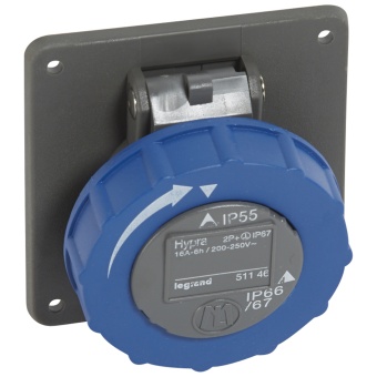 Встраиваемая розетка Hypra - IP 66/67-55 - 2К+3 - 16 А - пластик 051146 Legrand