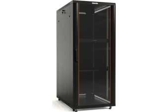 Шкаф напольный 19-дюймовый 42U 2055х600х1000 мм (ВхШхГ) передняя стеклянная дверь со стальными перфорированными боковинами задняя дверь сплошная ручка с замком крыша нового типа цвет черный (RAL 9004) (разобранный)