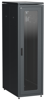 ITK LINEA N Шкаф напольный сетевой 19" 42U 800х1000мм стеклянная передняя дверь задняя перфорированная черный LN05-42U81-GP IEK