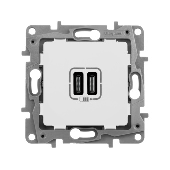 Зарядное устройство с двумя USB-разьемами тип C-тип С 240В/5В 3000мА - Etika - Цвет Слоновая кость 672335 Legrand