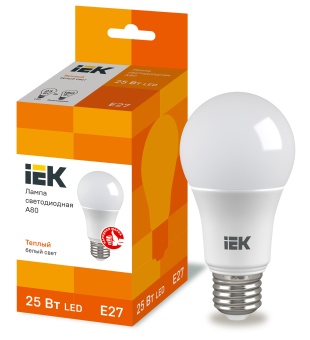 Лампа светодиодная A80 шар 25Вт 230В 3000К E27 LLE-A80-25-230-30-E27 IEK