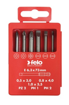 Набор бит SL/PZ/PH Industrial 73мм в кейсе 6 бит 03092716 FELO