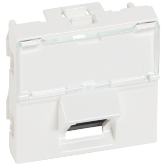 Розетка RJ 45 - Программа Mosaic - категория 5е - UTP 45° - 2 модуля - белый 076501 Legrand