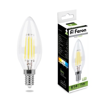 Лампа светодиодная LED 7вт Е14 теплый матовая свеча FILAMENT LB-66 FERON