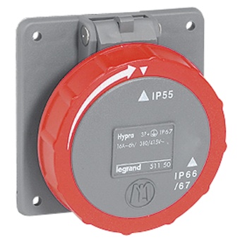 Встраиваемая розетка Hypra - IP 66/67-55 - 3К+3 - 16 А - пластик 051150 Legrand