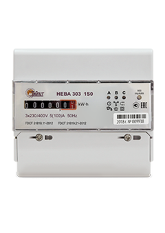 Счетчик НЕВА 303 1S0 3ф 5-100А 230/400В 1 тариф. мех. экран DIN-рейка Тайпит 6056053