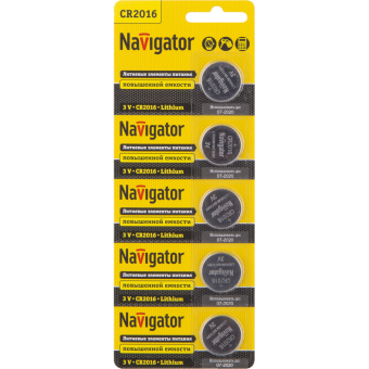 Элемент питания литиевый CR2016 94 763 NBT-CR2016-BP5 94763 Navigator