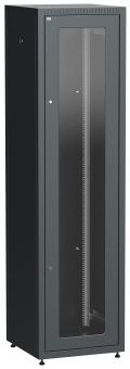 ITK Шкаф сетевой напольный LINEA E 47U 600х600мм стеклянная передняя дверь задняя металлическая черный LE05-47U66-GM IEK