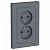 Розетка двухместная ATLASDESIGN, скрытый монтаж, со шторками, грифель ATN000722 Schneider Electric